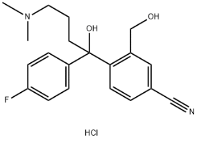 4-[(4'-Dimethylamino)-1-(4”-fluorophenyl)-1-hydroxybutyl]-3-(hydroxymethyl)benzonitrile hydrochloride